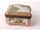 Small pill box porcelain Limoges flowers brass gilding twentieth century