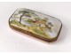 Small pill box porcelain Limoges flowers brass gilding twentieth century