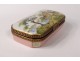 Small pill box porcelain Limoges flowers brass gilding twentieth century