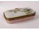 Small pill box porcelain Limoges flowers brass gilding twentieth century