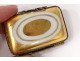 Small pill box porcelain Limoges flowers brass gilding twentieth century