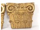 Pair Corinthian capitals pilaster carved wood gilded acanthus XVII