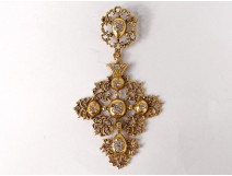 Norman cross Saint-Lô gilt metal rhinestone jewel twentieth century