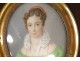 Miniature painted portrait young woman lace diadem Nineteenth Restoration