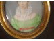 Miniature painted portrait young woman lace diadem Nineteenth Restoration