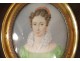 Miniature painted portrait young woman lace diadem Nineteenth Restoration