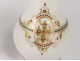 Pair of white opaline vases enamelled gilt locket Napoleon III nineteenth