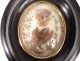 Work of hair frame oval miniature souvenir flowers Napoleon III nineteenth