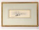 Drawing ink marine André Hamburg boats at sea dedication 1964 XXth century