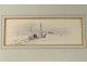 Drawing ink marine André Hamburg boats at sea dedication 1964 XXth century