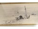 Drawing ink marine André Hamburg boats at sea dedication 1964 XXth century