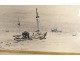 Drawing ink marine André Hamburg boats at sea dedication 1964 XXth century