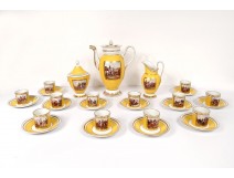 Coffee service cabaret 15pc porcelain Locarno Wars Napoleon I Empire nineteenth