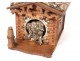 Cigar humidor carved Black Forest niche dog silver metal nineteenth