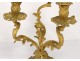 Pair candelabra 3 lights Louis XV rococo gilt bronze candlesticks nineteenth