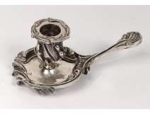 Candlestick silver solid old punches foliage silver 256gr nineteenth