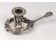 Candlestick silver solid old punches foliage silver 256gr nineteenth