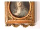 Miniature portrait Saint Mary Magdalene penitent carved wood frame 18th