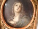 Miniature portrait Saint Mary Magdalene penitent carved wood frame 18th