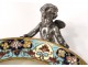 Small baguier ring cloisonné enamel onyx bronze cherubs putti nineteenth