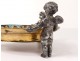 Small baguier ring cloisonné enamel onyx bronze cherubs putti nineteenth