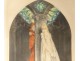 Lithograph aquatint Louis Icart Faust young girl church twentieth century