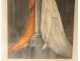 Lithograph aquatint Louis Icart Faust young girl church twentieth century