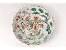 Small plate saucer Chinese porcelain flowers bamboo trees late nineteenth