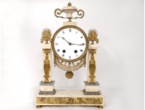 Pendulum gantry Louis XVI white marble gilt bronze cariatides clock nineteenth