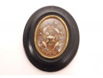 Reliquary oval paperolle Saints Rose of Viterbo Crescentius reliquary 19th