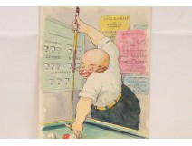 Humorous watercolor billiards player twentieth Soup