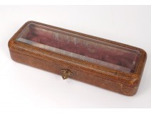 Box glove box embossed leather beveled glass nineteenth century