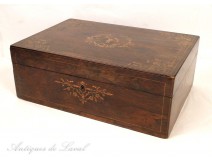 Rosewood box, decoration of a balancing act, Napoleon III nineteenth