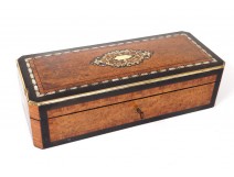 Gift box chips game magnifier amboine marquetry brass Napoleon III nineteenth