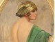 HSC table oval portrait young woman turban Vallet-Bisson painting nineteenth