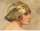 HSC table oval portrait young woman turban Vallet-Bisson painting nineteenth