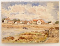 Watercolor seaside Normandy twentieth