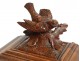 Box jewelery carved wood Black Forest bird doe deer nineteenth vine