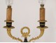 Pair candelabra two fires bronze wreaths crown Empire nineteenth century