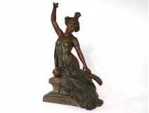 Sculpture young woman butterfly Zitella Alfred Foretay Art Nouveau XIXth