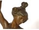 Sculpture young woman butterfly Zitella Alfred Foretay Art Nouveau XIXth