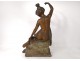 Sculpture young woman butterfly Zitella Alfred Foretay Art Nouveau XIXth