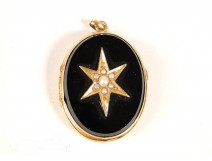 Photo pendant with 18K gold and stone jet, nineteenth