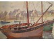 Watercolour Boats Fishing Port Britain M.Paris twentieth