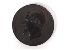 Medallion bas-relief ebonite portrait Emperor Napoleon III nineteenth sculpture