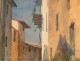 Watercolour Village alley south of France Paul Biget twentieth