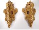 Pair Italian lanterns carved wood gilded foliage flowers Italy nineteenth