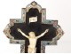 Crucifix Christ carved cross cloisonné enamels bronze black marble nineteenth