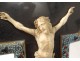 Crucifix Christ carved cross cloisonné enamels bronze black marble nineteenth