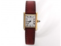 Cartier Solo Tank Ladies Watch 18K Gold Leather Bracelet Watch Twentieth Century